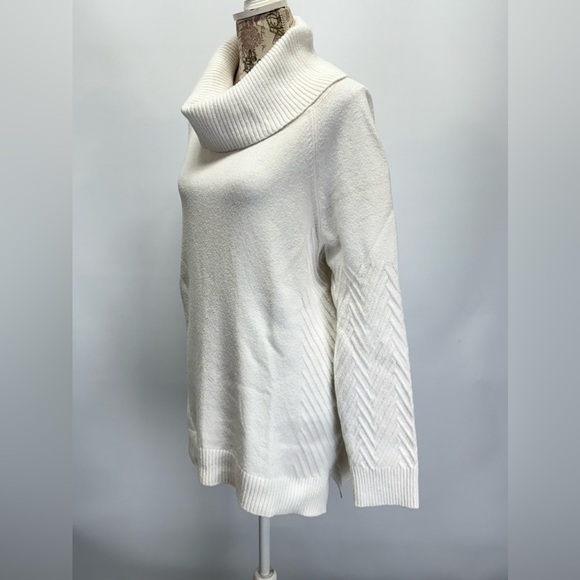 CALVIN KLEIN‎ Ivory ribbed sleeve cowl neck sweater size XL - Picture 8 of 15